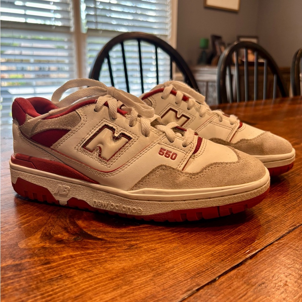 New Balance 550 in red and white